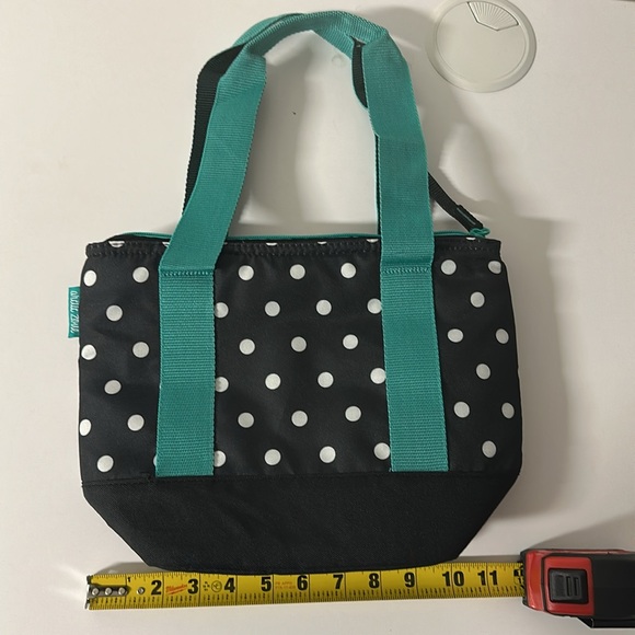 3/$20 Polka Dot lunch Tote Bag - Black and Teal - Picture 9 of 10